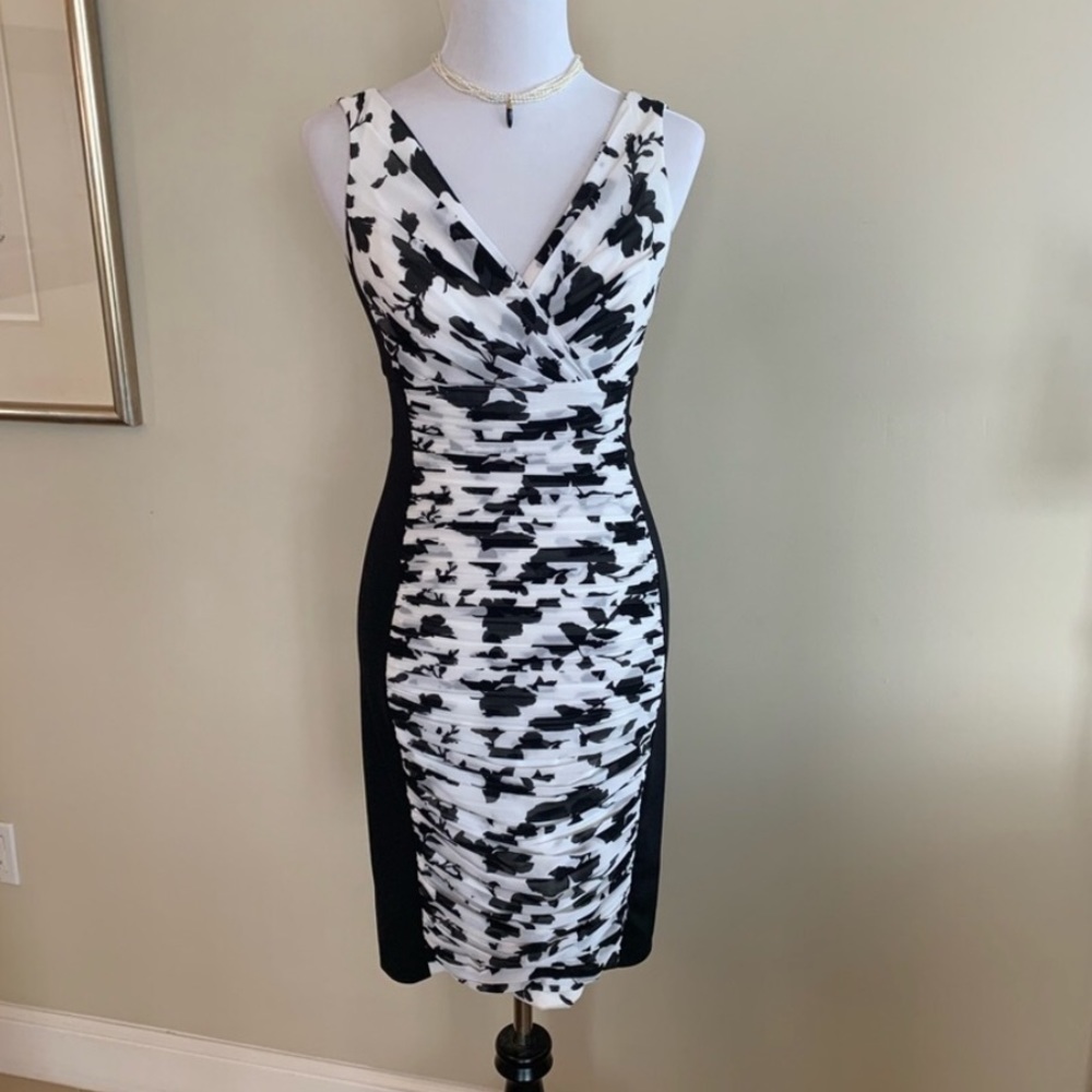 BHWM Floral Ruched Midi Dress